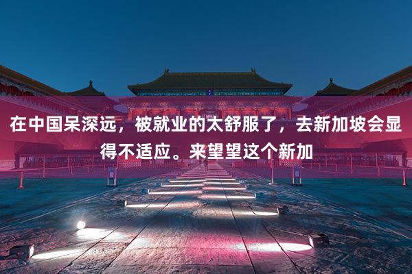 在中国呆深远，被就业的太舒服了，去新加坡会显得不适应。来望望这个新加