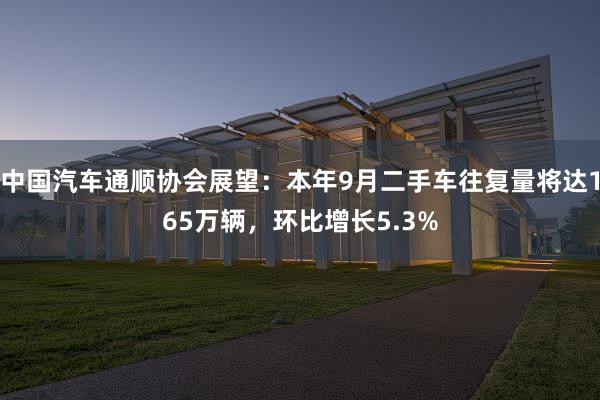 中国汽车通顺协会展望：本年9月二手车往复量将达165万辆，环比增长5.3%