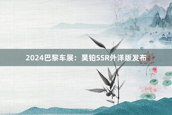 2024巴黎车展：昊铂SSR外洋版发布